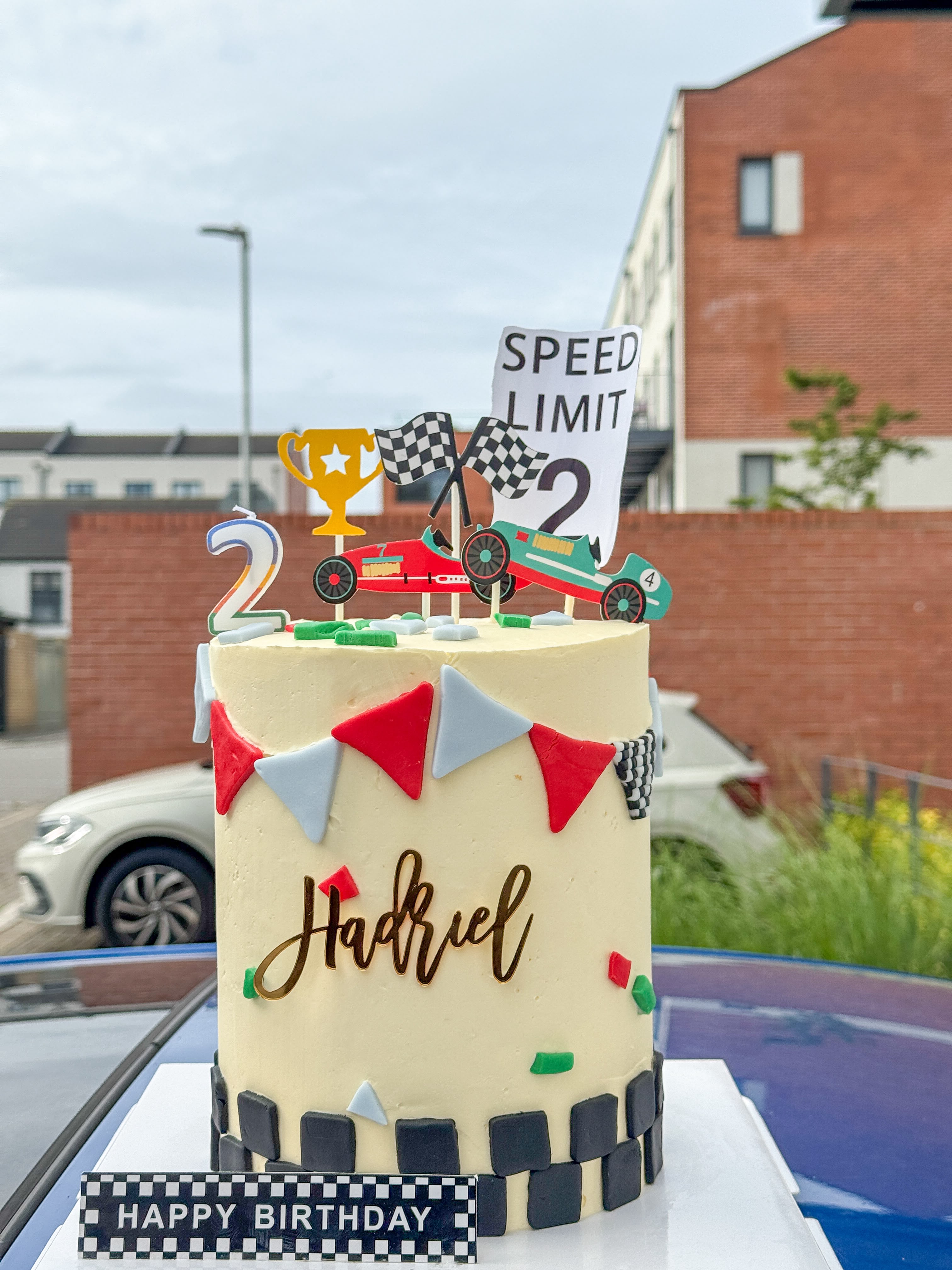 6-Inch Three-Layer Racing Theme Kids' Cake