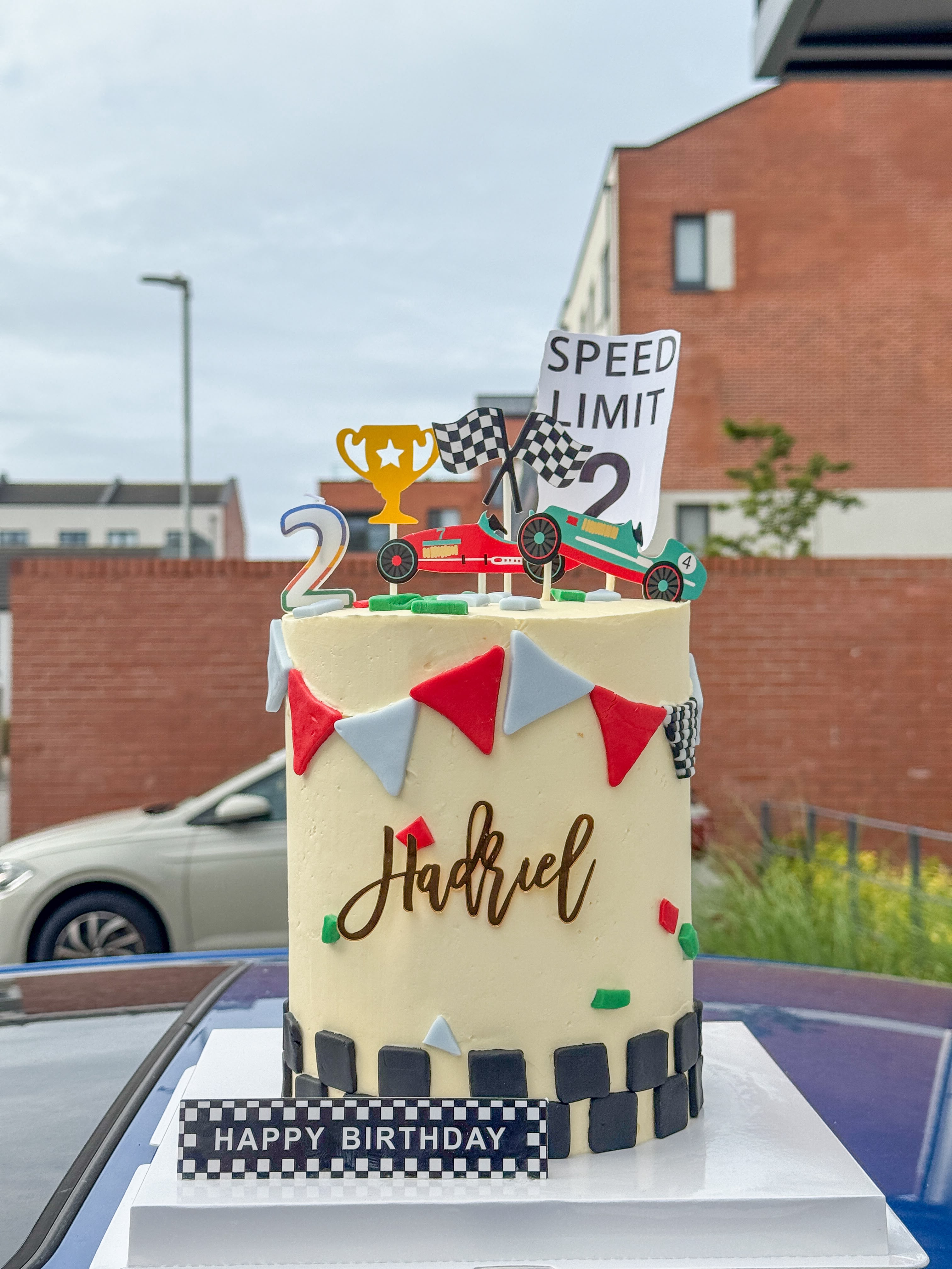6-Inch Three-Layer Racing Theme Kids' Cake