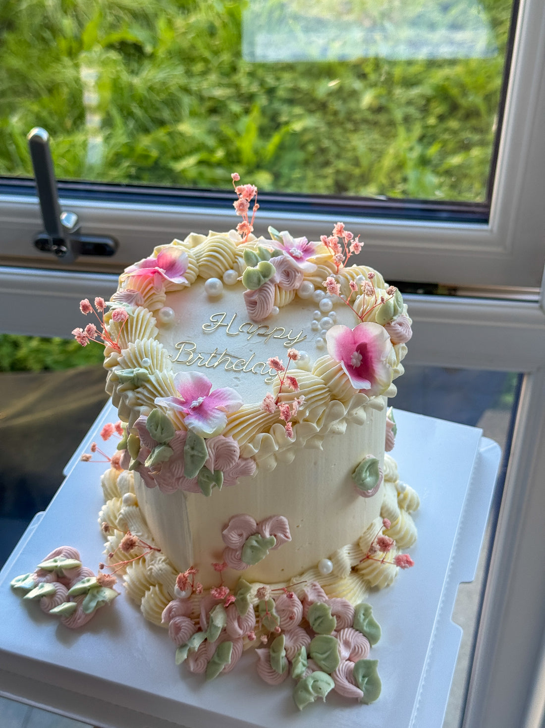 Floral Heart-Shaped Cake