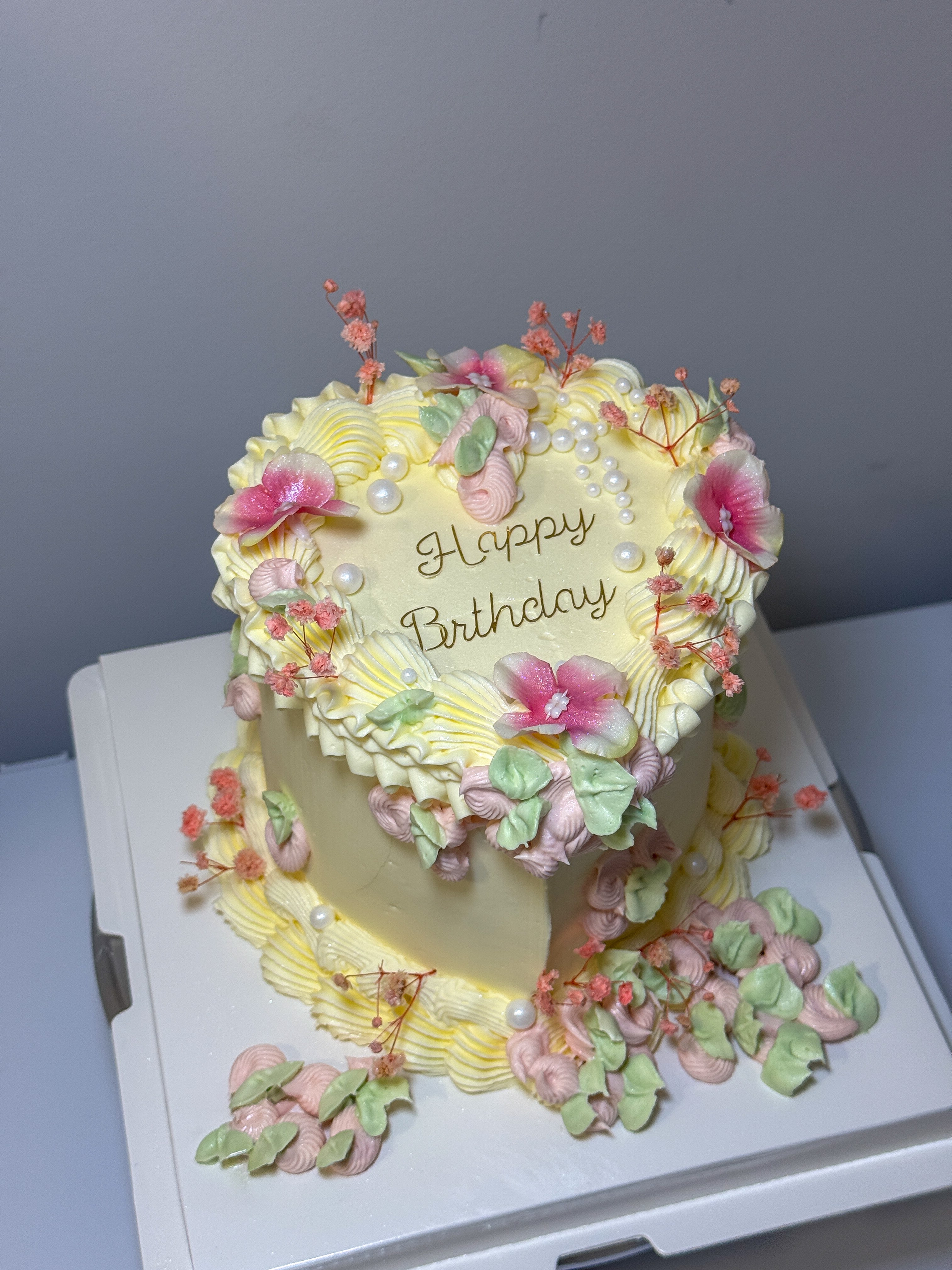 Floral Heart-Shaped Cake