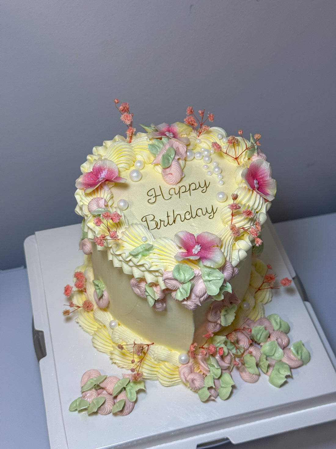 Floral Heart-Shaped Cake
