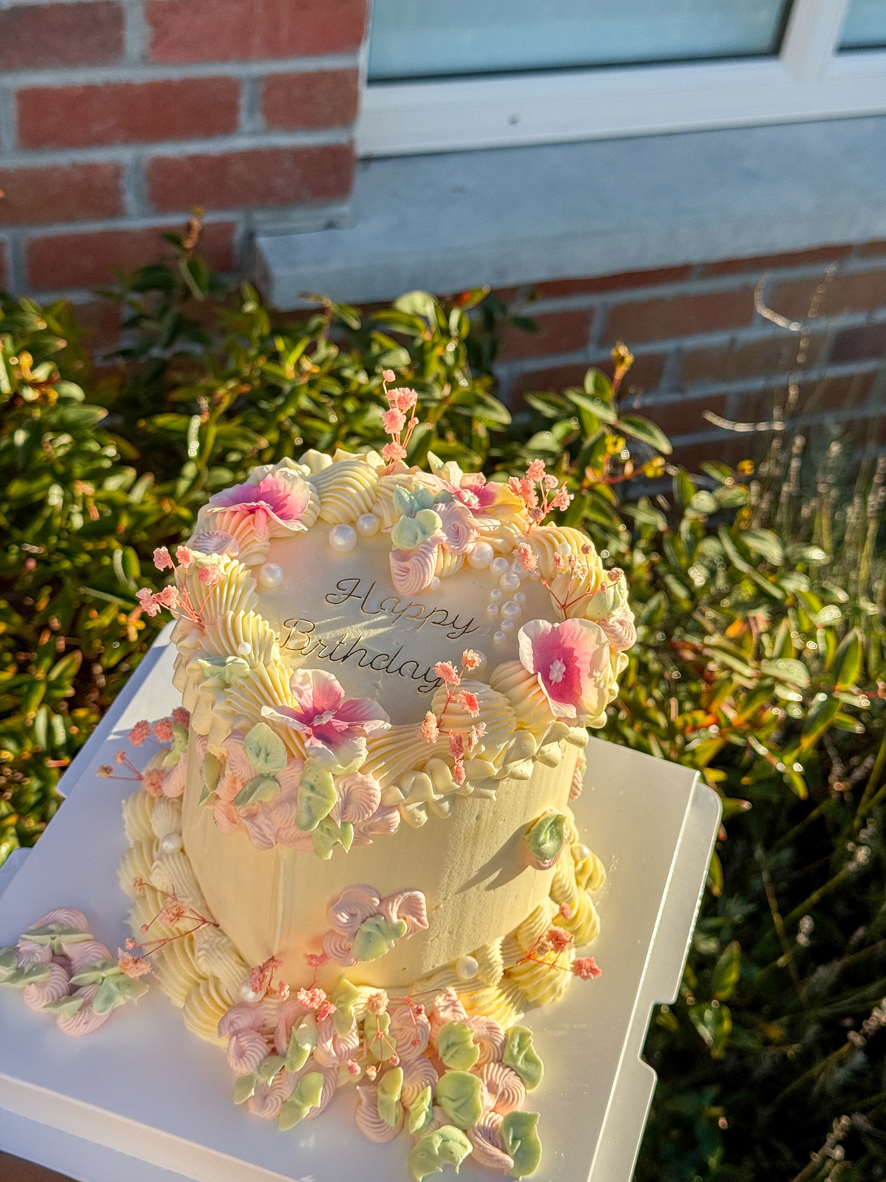 Floral Heart-Shaped Cake