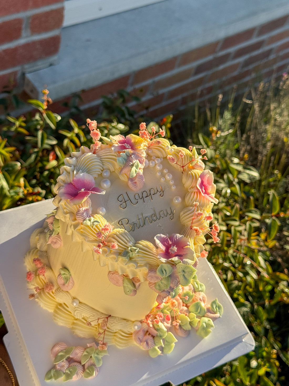 Floral Heart-Shaped Cake